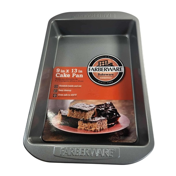 Farberware 9 x 13 Inch Nonstick Cake Pan Bakeware - Baking Tray Gray Metal - Picture 1 of 2